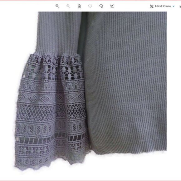 NEW Asos Lilac Knit Sweater Pullover V Neck Fluted Lace Sleeve Cuffs M - Picture 7 of 8